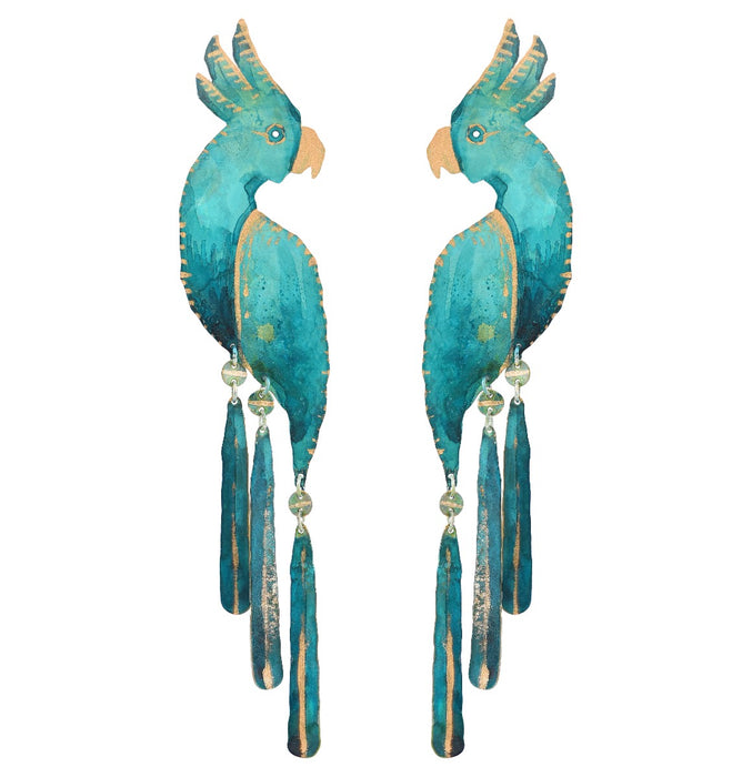 Verdigris Cockatoo Earrings