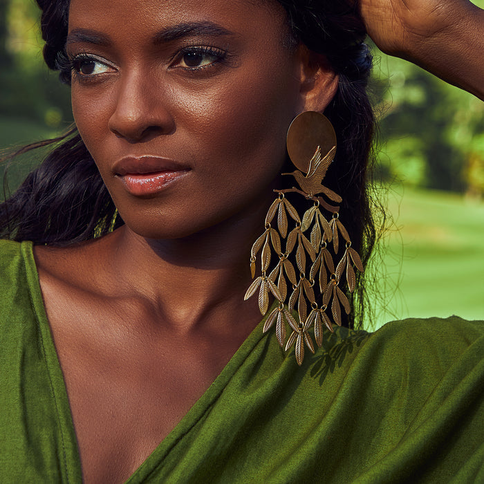 Gold Tropical Tapestry Earrings