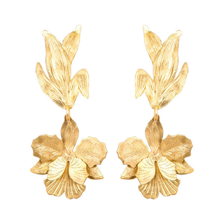 Gold Laelia Orchid Earrings