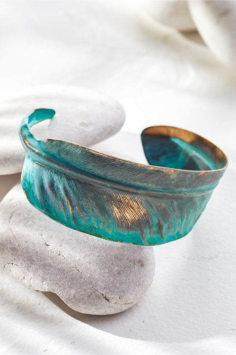 Verdigris Feather Cuff