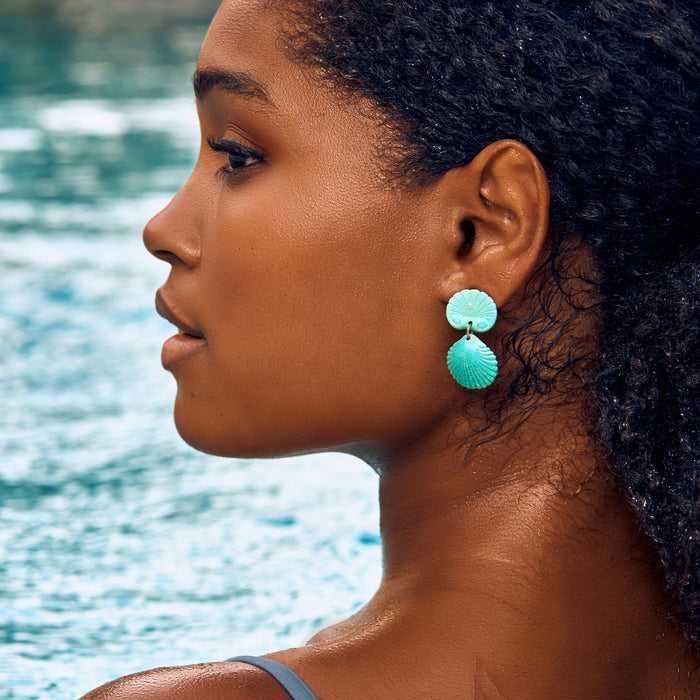 Aqua Coquille Earrings