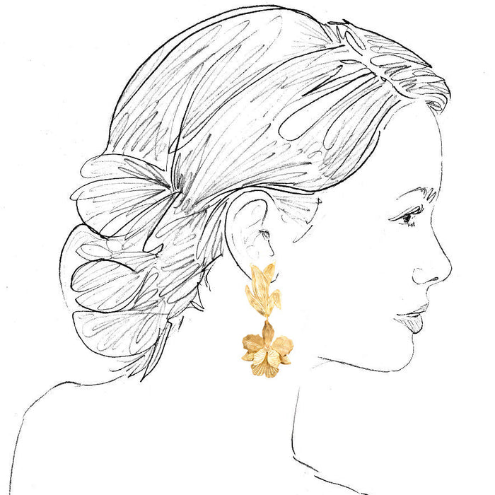 Gold Laelia Orchid Earrings