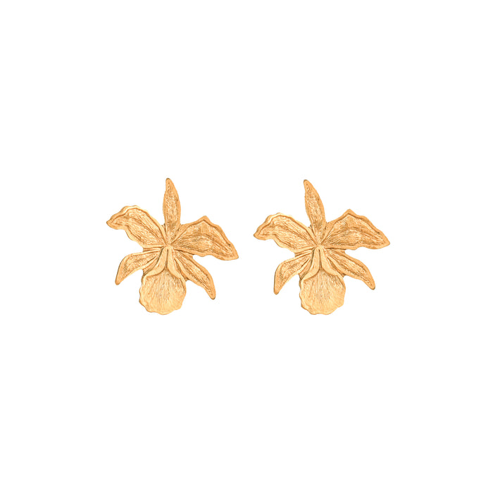 Gold Orchid Studs