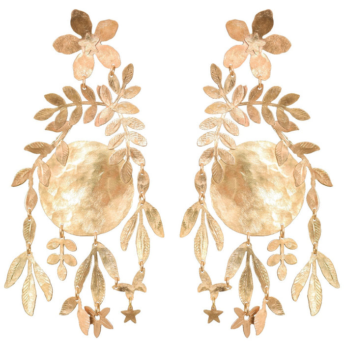 Gold Moon Flower Earrings