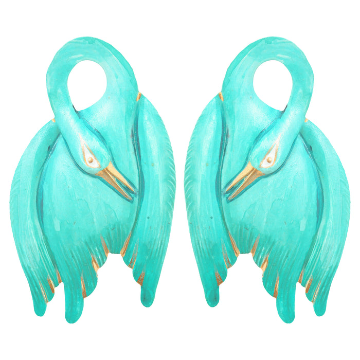Jade Swan Earrings