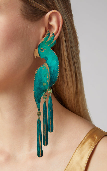 Verdigris Cockatoo Earrings