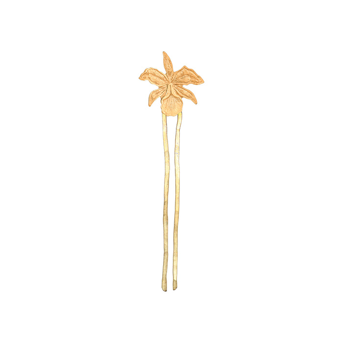 Gold Orchid Hair Pin