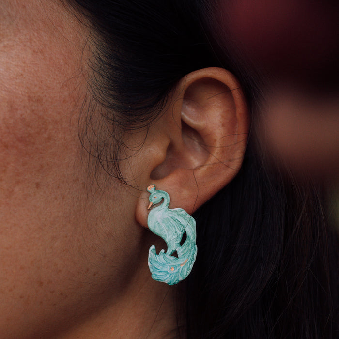 Jade Peacock Earrings