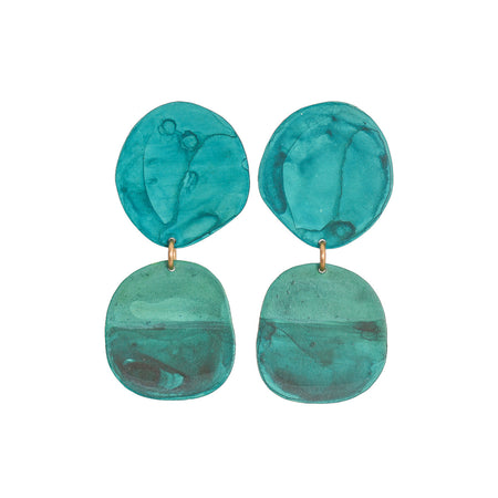 Small Teal Pebble Earrings